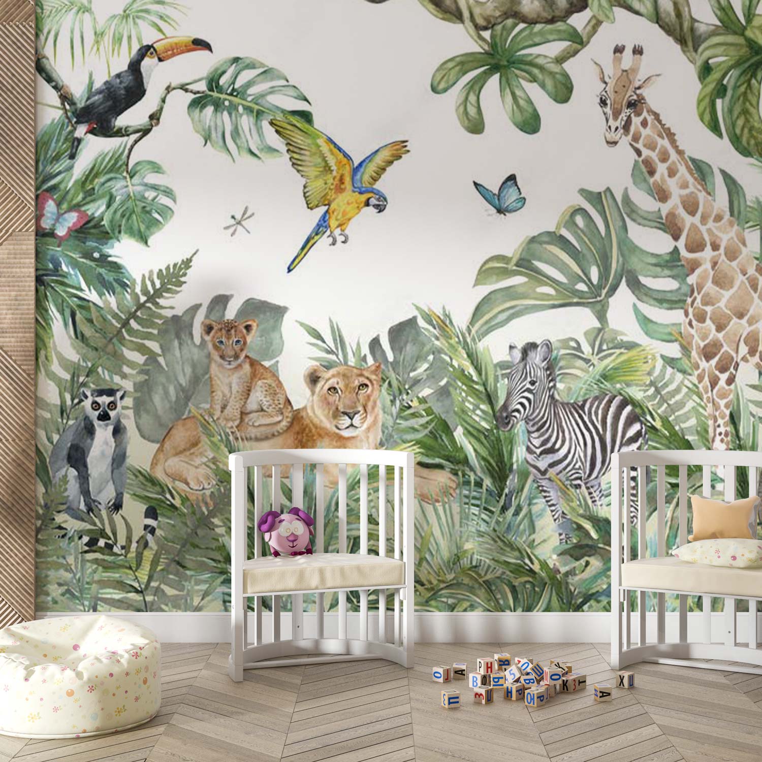 ISIDORE - Papier peint jungle panoramique chambre bebe