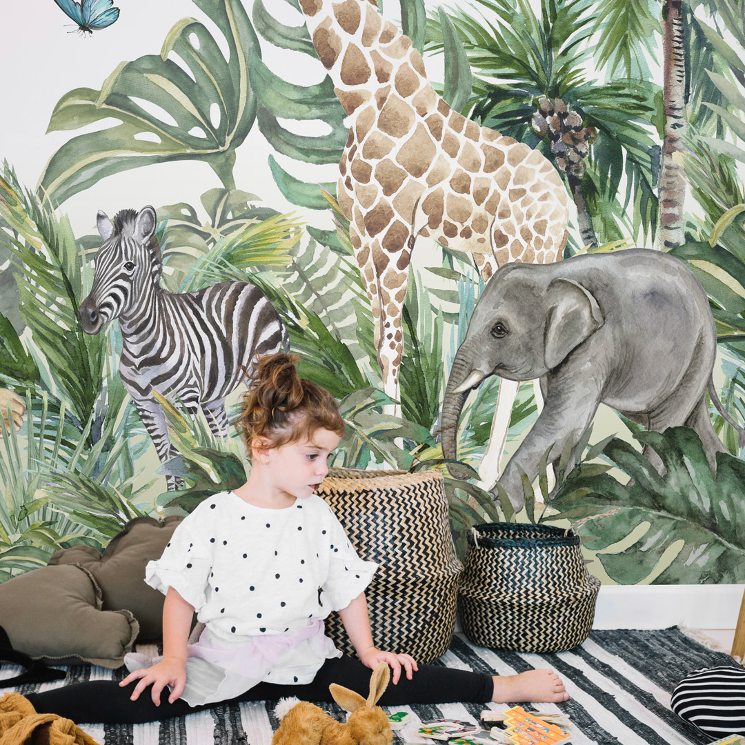 ISIDORE - Papier peint jungle panoramique chambre fille