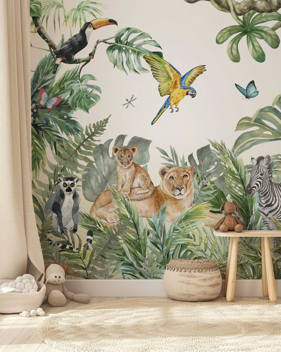 ISIDORE - Papier peint jungle panoramique chambre enfant