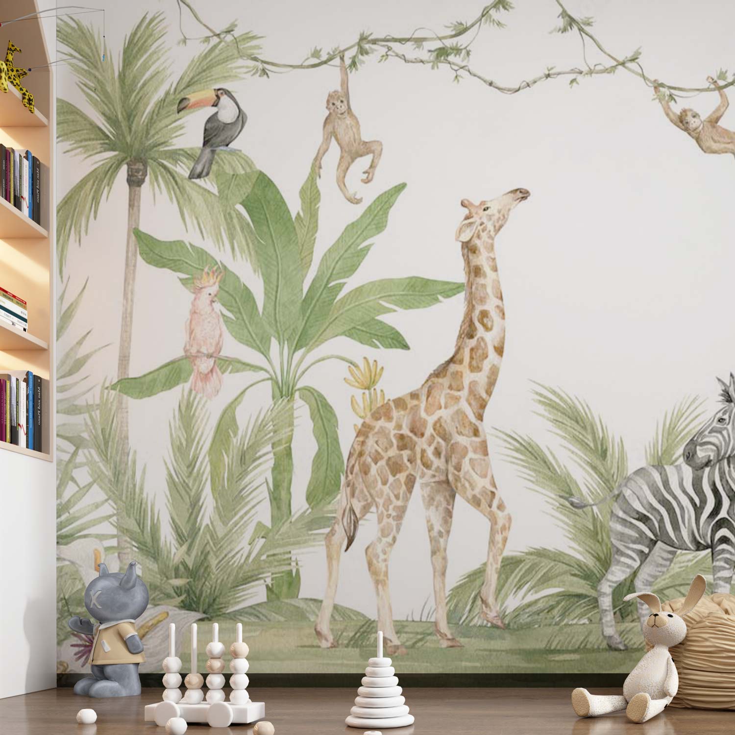 LINO - Papier peint jungle enfant panoramique chambre enfant