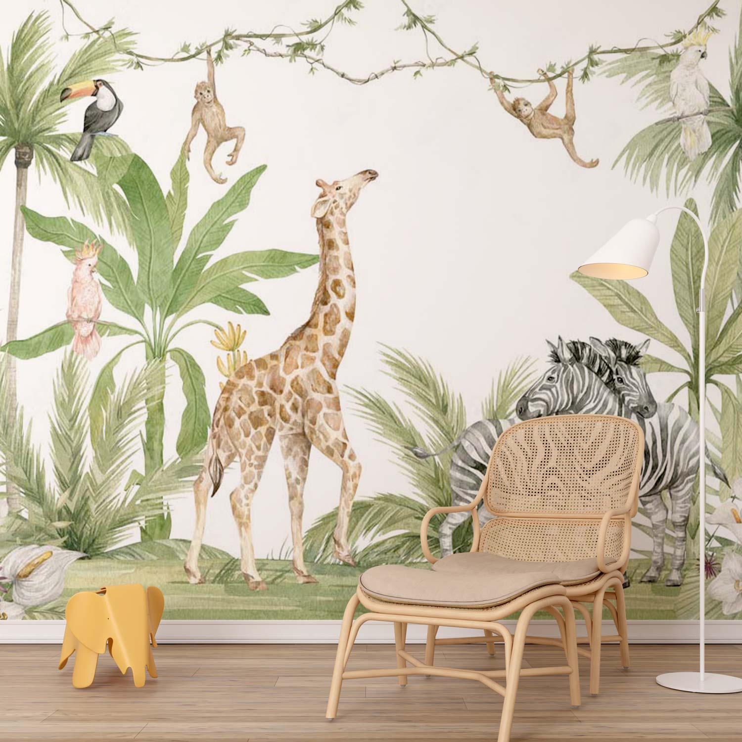 LINO - Papier peint jungle enfant panoramique chambre bebe