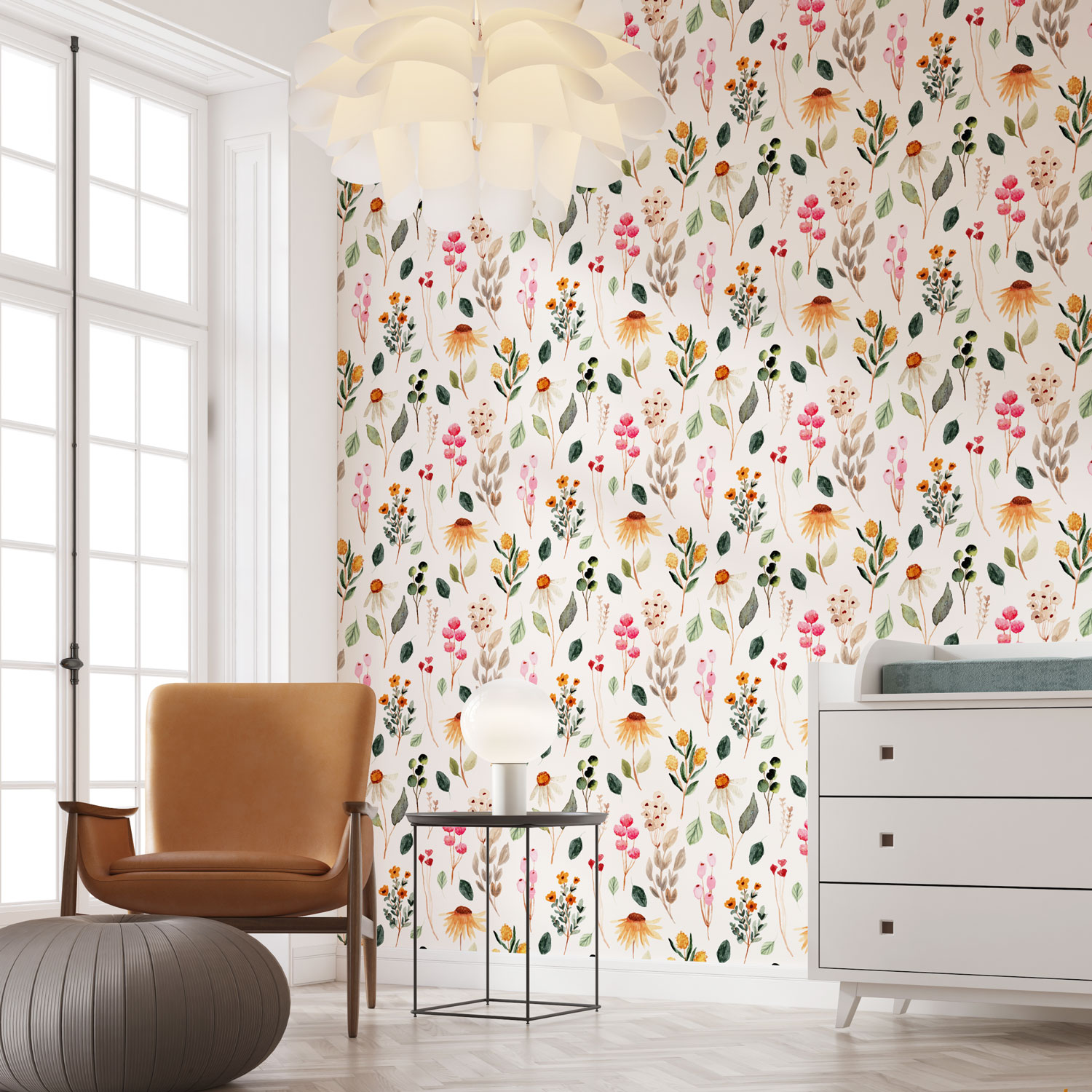 LISE - Papier peint fleuri chambre enfant