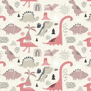 LOUANE - Papier peint dinosaure fille