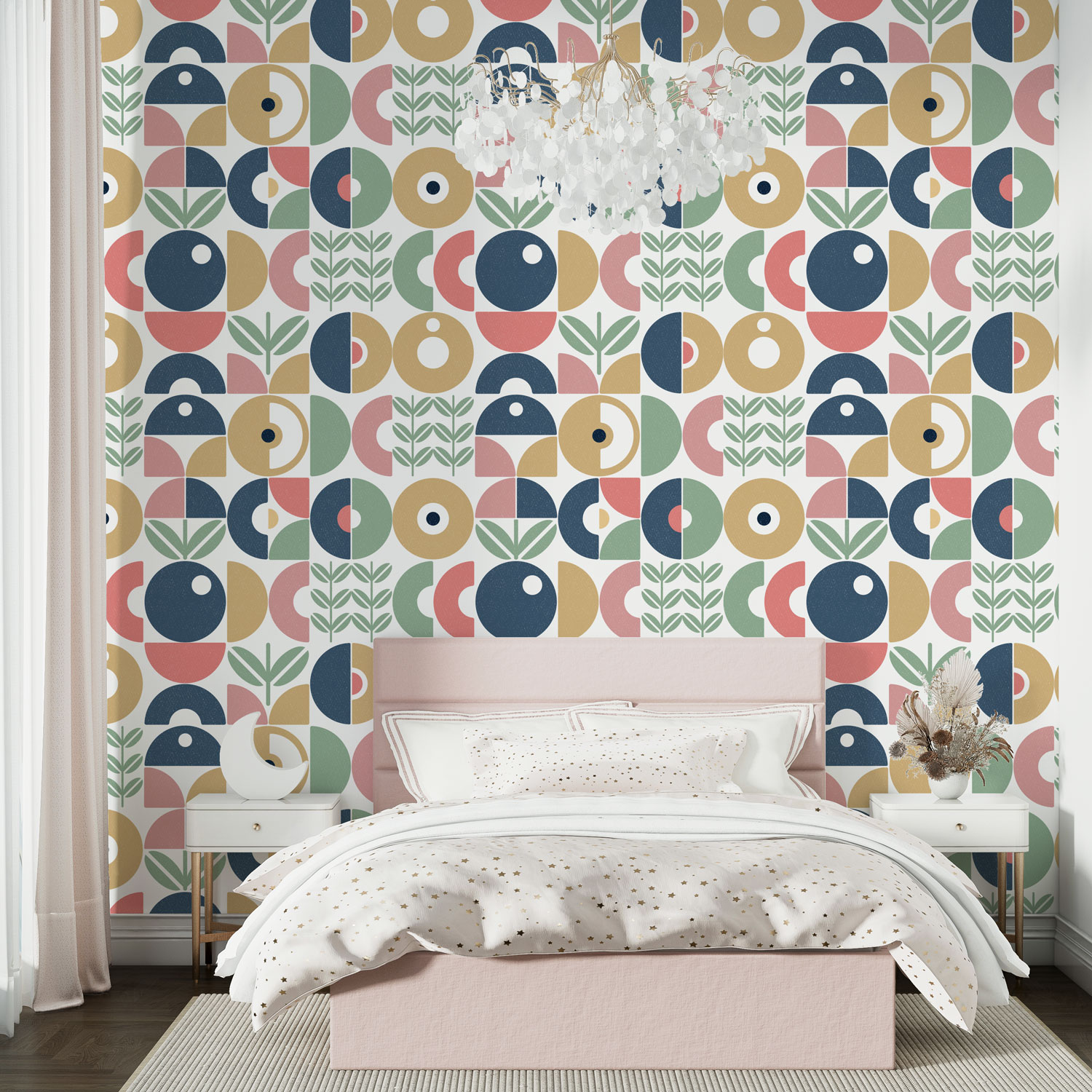 LOUIS - Papier peint géométrique scandinave chambre ado fille