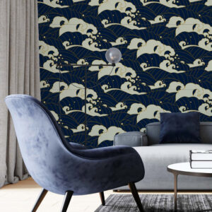 MIYUKI - Papier peint vagues japonaises salon