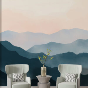 MURIEL - Papier peint montagne panoramique aquarelle hall entrée