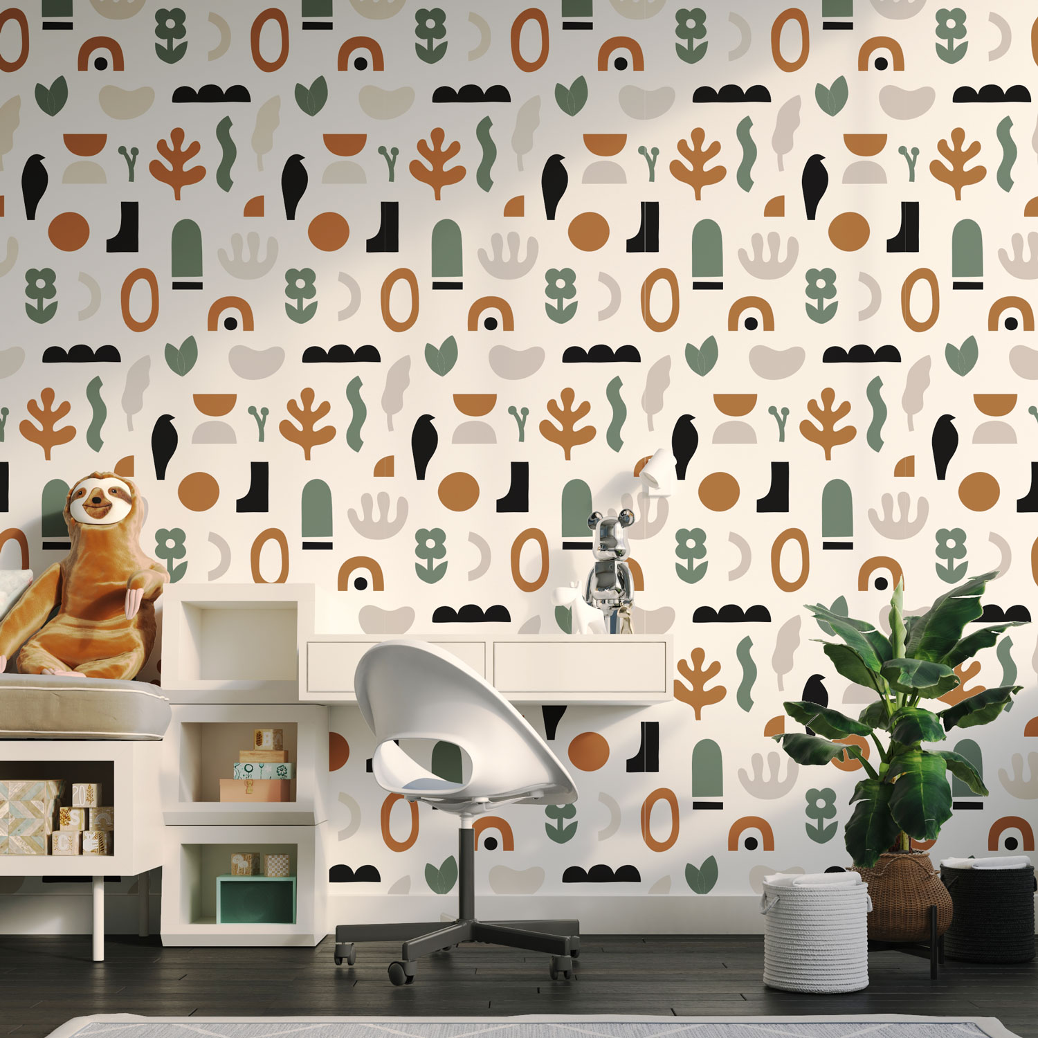 NOLAN - Papier peint motif scandinave enfant chambre garçon