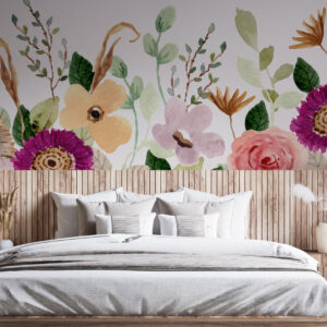 PAQUERETTE - Papier peint à fleurs panoramique