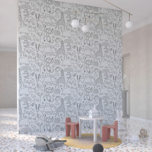 ROMEO - Papier peint éducatif enfant noir et blanc creche