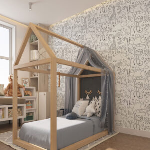 ROMEO - Papier peint éducatif enfant noir et blanc chambre enfant