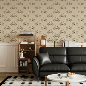 THIBAUT - Papier peint vélo beige salon