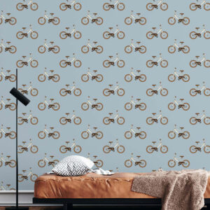 THIBAUT - Papier peint vélo bleu chambre ado