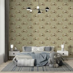 THIBAUT - Papier peint vélo kaki chambre garcon