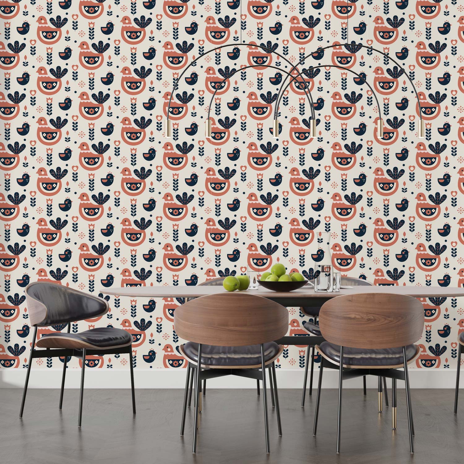 ZOE - Papier peint poule scandinave salle a manger