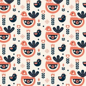 ZOE - Papier peint poule scandinave