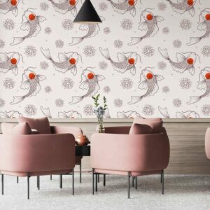 AIKO - Papier peint carpe koï sushi shop