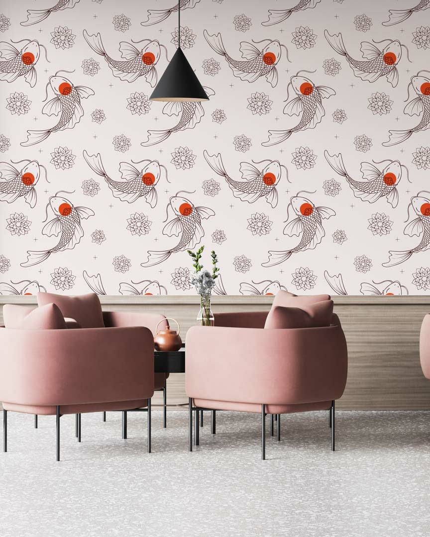 AIKO - Papier peint carpe koï sushi shop