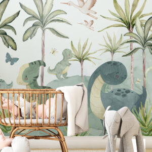 AMBROISE - Papier peint panoramique dinosaure chambre enfant