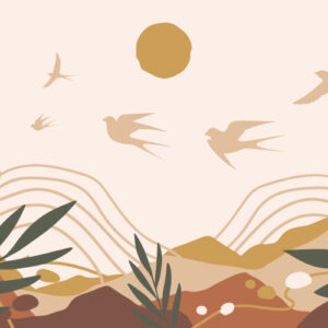 ANDREA - Papier peint panoramique montagne chambre fille