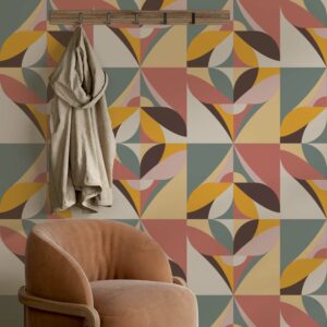 AUGUSTIN - Papier peint vintage abeille graphique salle de bain