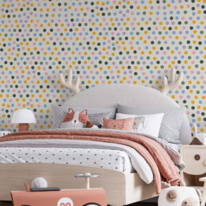 ELLIE - Papier peint pois multicolores chambre fille