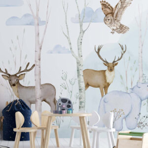 EMILE - Papier peint animaux foret chambre bebe