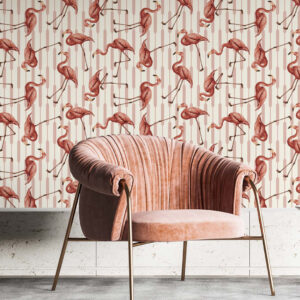 ESTHER - Papier peint flamant rose entrée