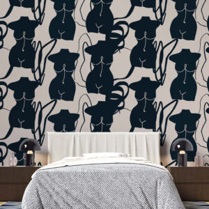 EUGENIE - Papier peint noir et blanc buste femme suite parentale