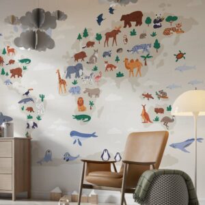 FELIX - Papier peint carte du monde chambre bébé