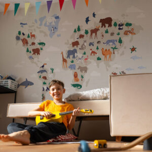 FELIX - Papier peint carte du monde bébé chambre garçon