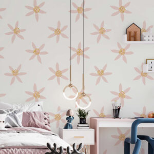 FLORA - Papier peint fleur rose chambre fille
