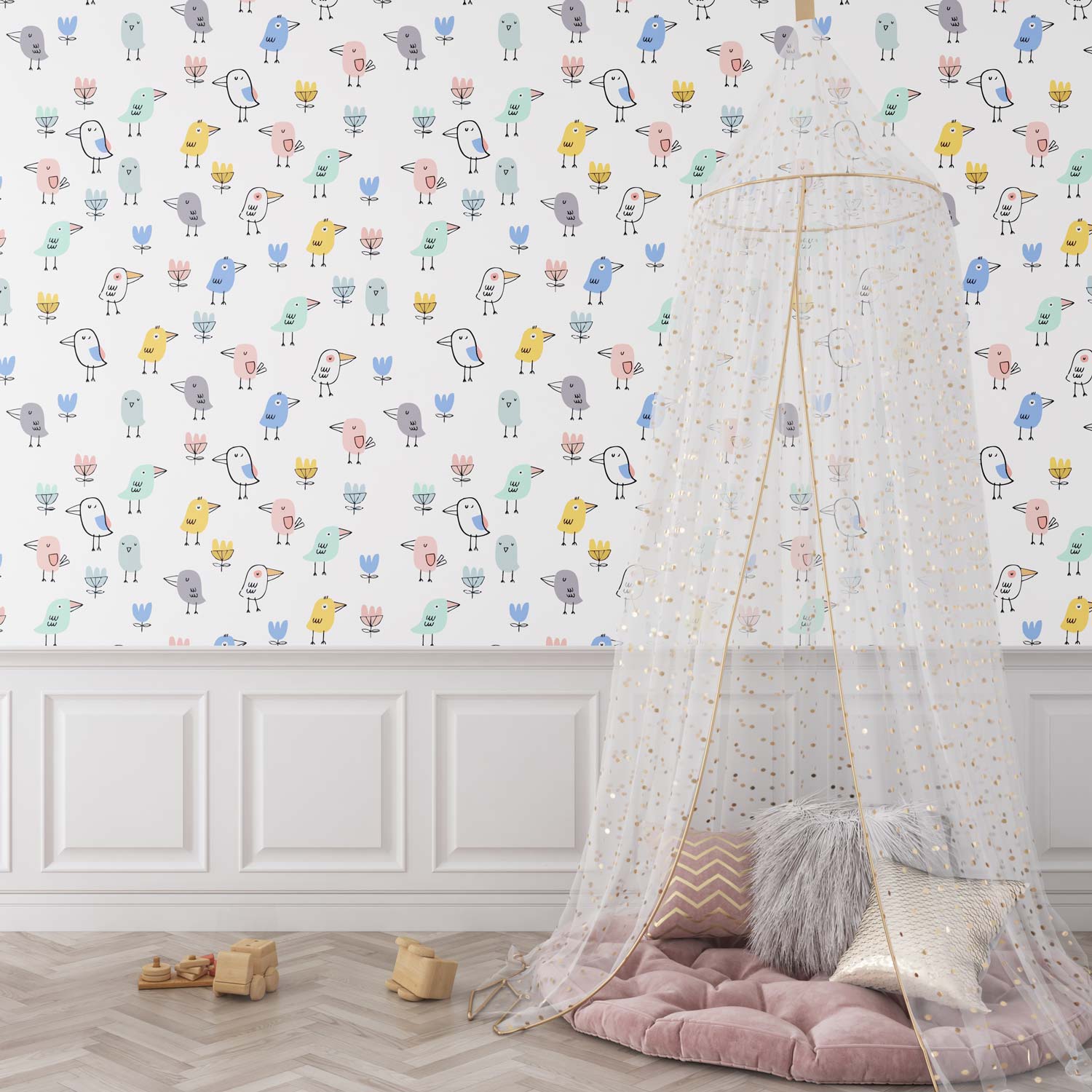 MARTIN - Papier peint oiseau enfant chambre enfant