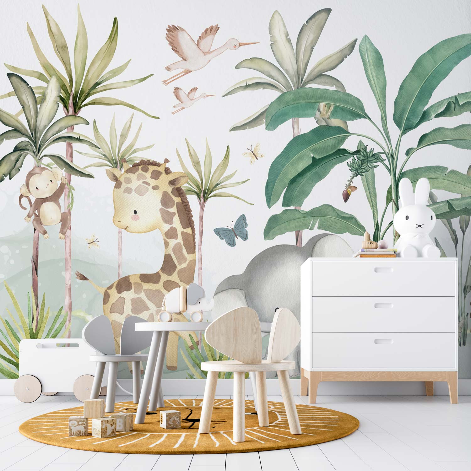 SANDRO - Papier peint animaux jungle chambre enfant