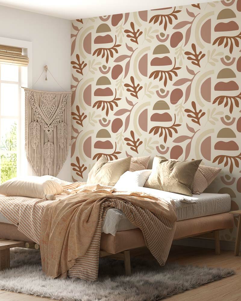 SOPHIE - Papier peint terracotta graphique chambre