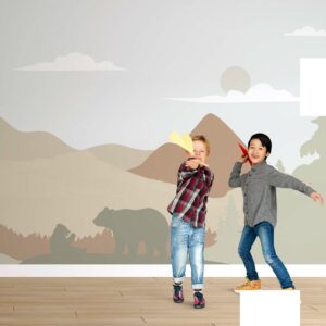 THOMAS - Papier peint panoramique montagne enfant chambre enfant