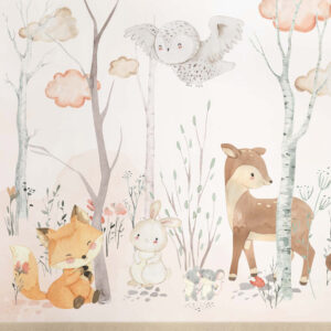 YOHAN - Papier peint panoramique animaux de la foret chambre bébé