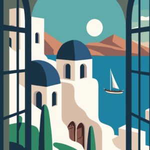 ARIANA - Poster géant fenêtre sur Santorin