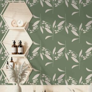 ARMAND - Papier peint feuilles de tilleul salle de bain