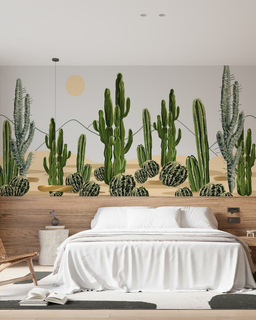 BILLY - Papier peint cactus panoramique chambre