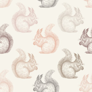 CELESTE - Papier peint écureuil rose