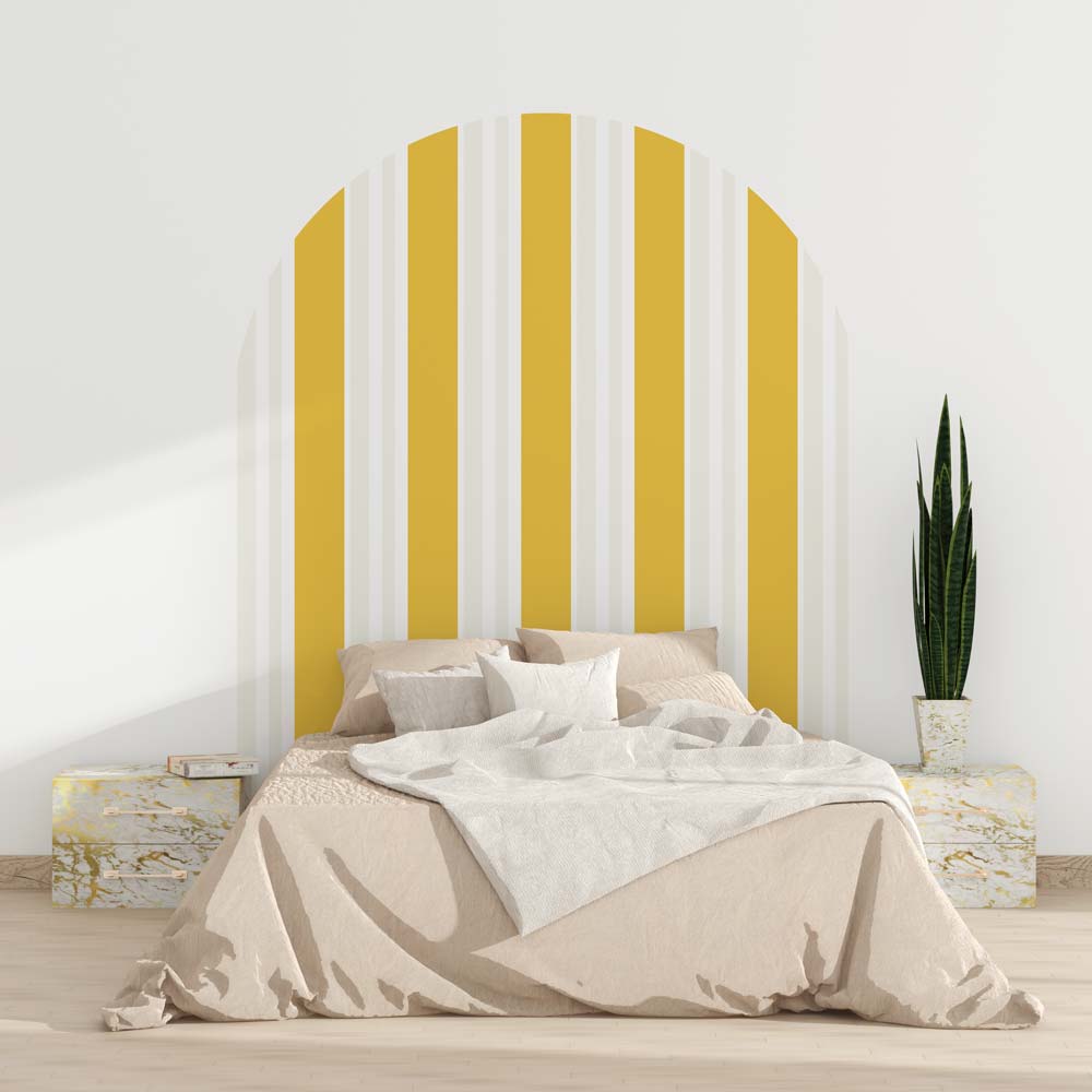 CHARLIE - Tête de lit rayée jaune et beige chambre