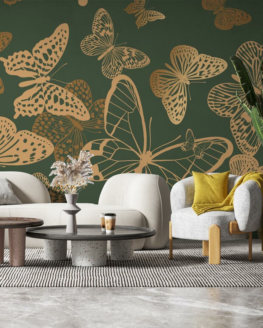 GUSTAVE - Papier peint panoramique papillons salon