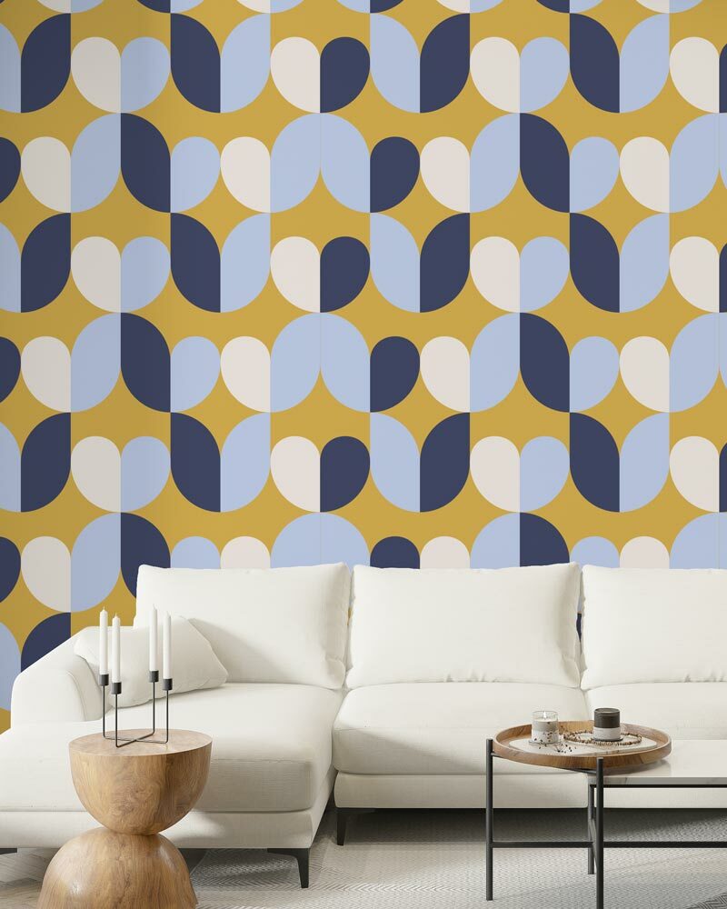 INES - Papier peint tulipe géométrique salon