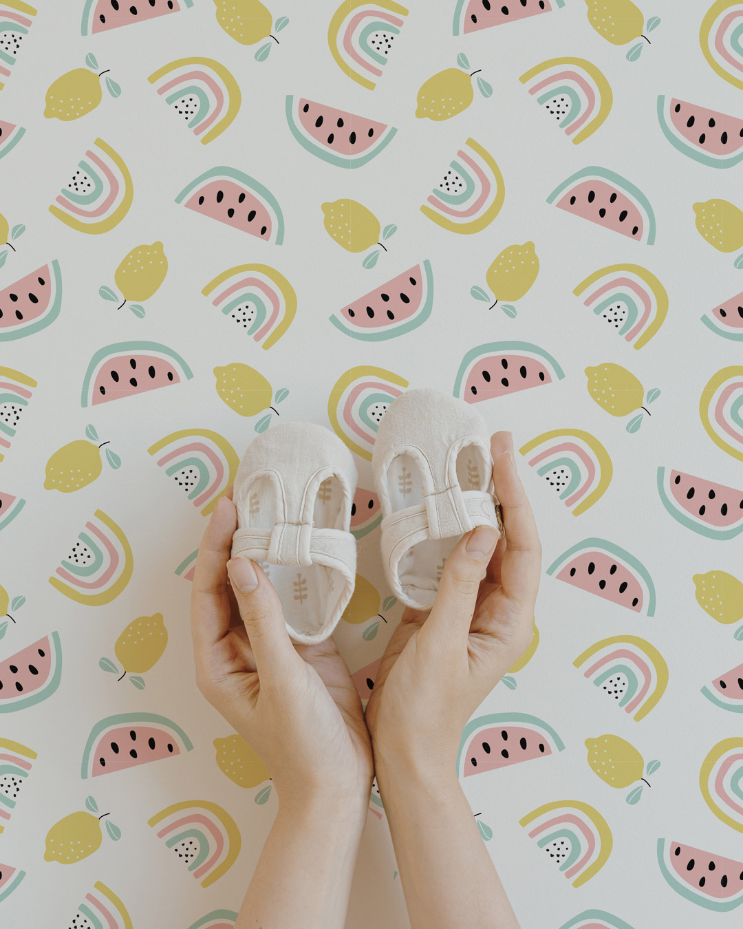 JEANNE - Papier peint arc en ciel pastèque et citron chambre bébé