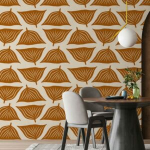 MADELEINE - Tapisserie fleurs marron salle à manger