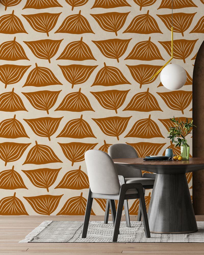 MADELEINE - Tapisserie fleurs marron salle à manger