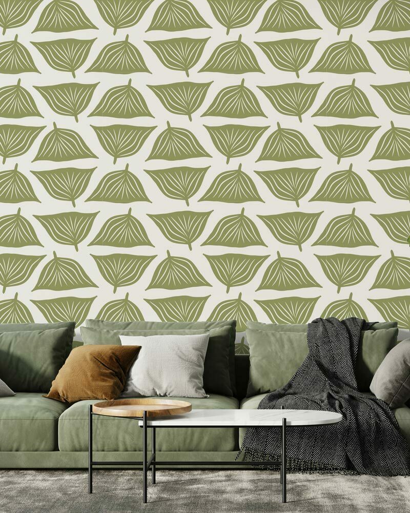 MADELEINE - Tapisserie fleurs verte salon