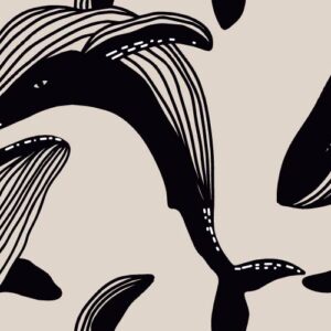 MARIN - Papier peint baleine noir et blanc
