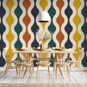 MARION - Papier peint panoramique vintage coloré salle à manger