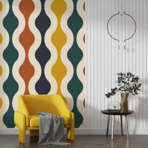 MARION - Papier peint panoramique vintage coloré salon